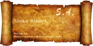 Sinka Albert névjegykártya